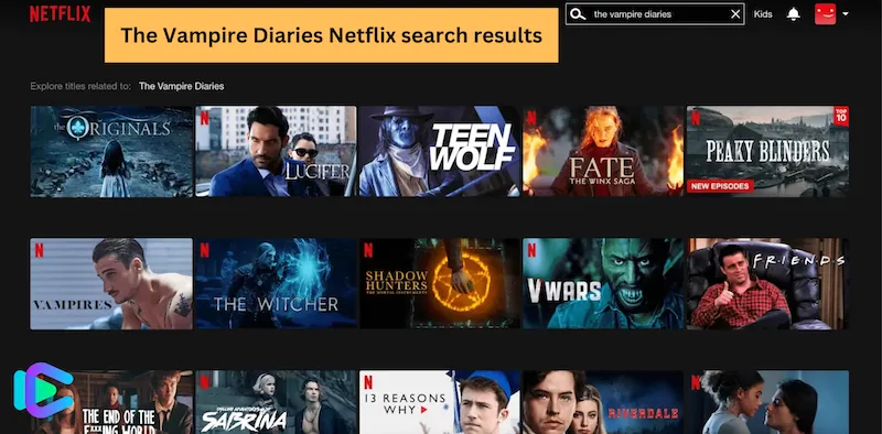 The Vampire Diaries Netflix search results
